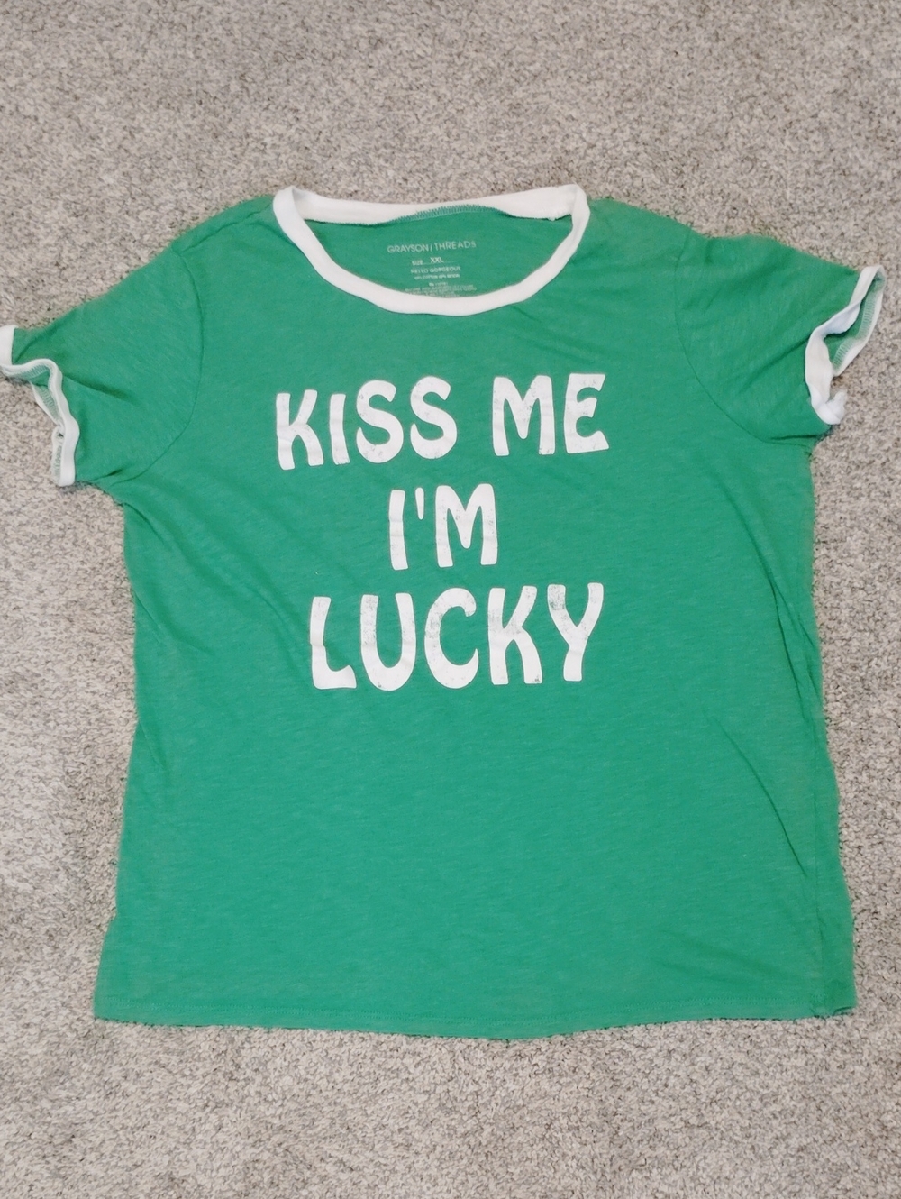 Grayson Threads Green Ringer Tee with White Trim